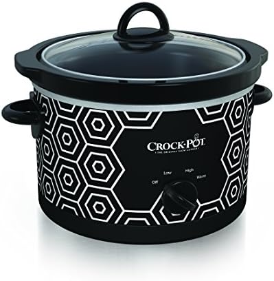 Crock-Pot 4.5 Quart Portable Slow Cooker – Black & White 4F75